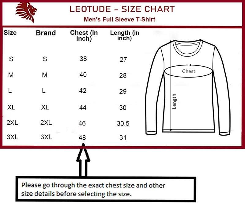 LEOTUDE Men's Cottonblend Full Sleeve Regular Fit T Shirt (18_NYV_P_Black_3XL) - Image 4