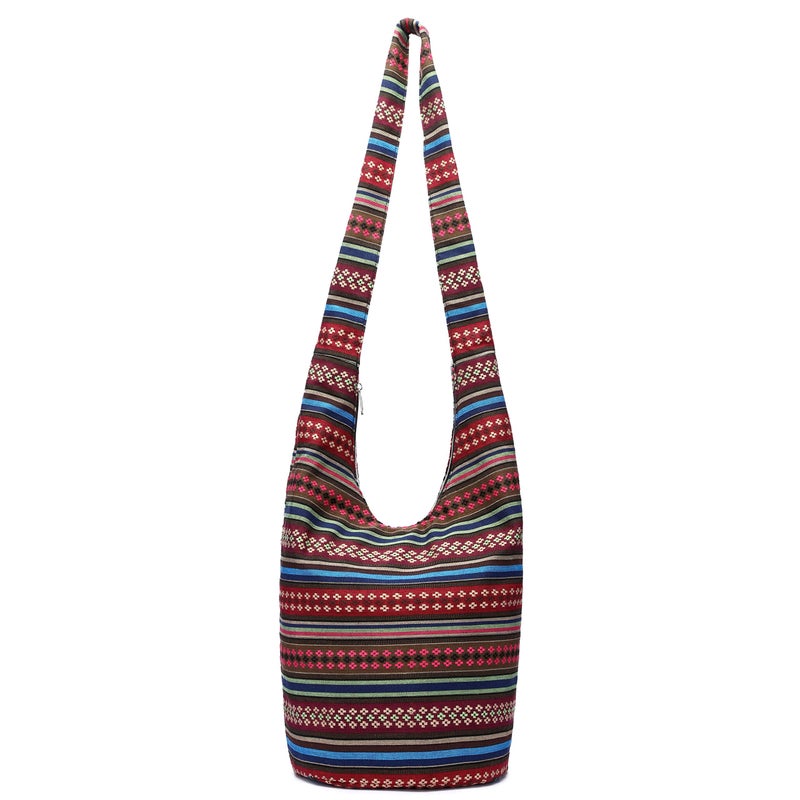 Coton Pose Women Shoulder Handbags Fashion canvas Hippie Crossbody Bags Bohemian Animal Prints Hobo Bags (Black-White) - Image 1