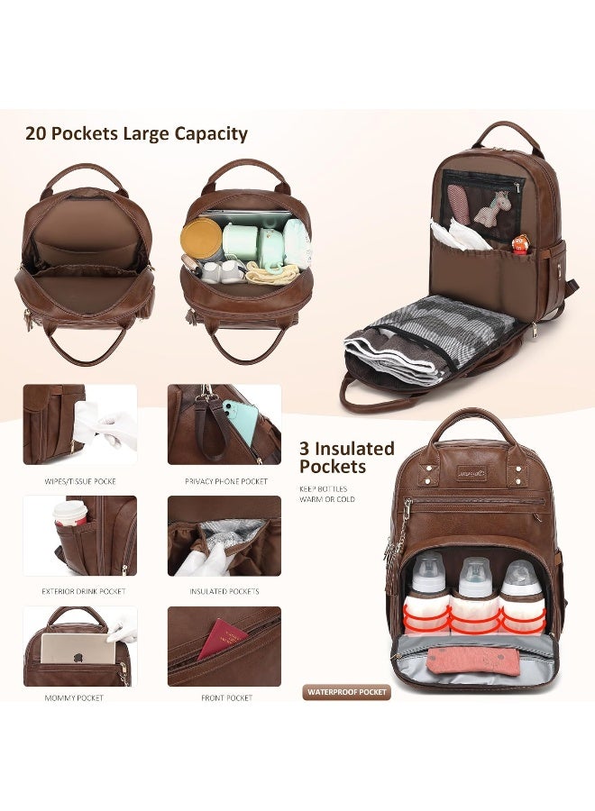 ROSEGIN حقيبة ظهر حفاضات من جلد نباتي ROSEGIN مع وسادة تغيير وحامل مصاصة - Image 2