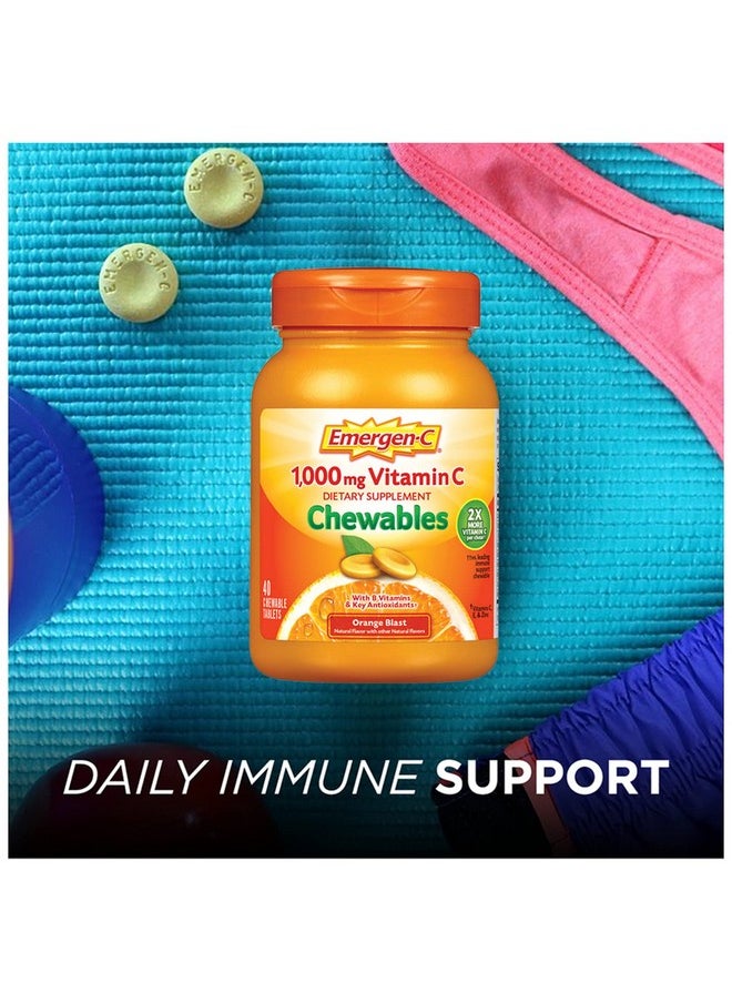 Emergen-C - Chewable Vitamin C 1000Mg With B Vitamins And Antioxidants Tablet (40 Count Orange Blast Flavor) Dietary Supplement - Image 1
