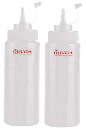Olrada Squeeze Bottles with Caps, Squirt Bottles with Cap for Sauce/Condiment Dispenser, Mustard, Mayo, Dressings, Olive Oil, BBQ Sauce- BPA Free,White 400ml Set of 2pcs - Image 1