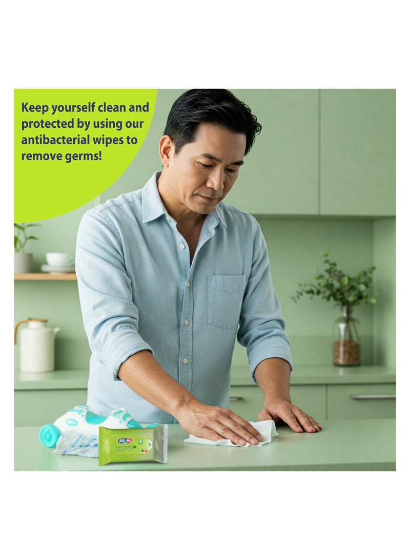 All day wipes All Day Anti-Bacterial Wet Wipes-10 Count: Kills 99.9% of Germs. Keep your environment clean and germ-free. Designed for everyday use. Multi-purpose wipes. Bleach-free. (Pack of 12) - Image 3