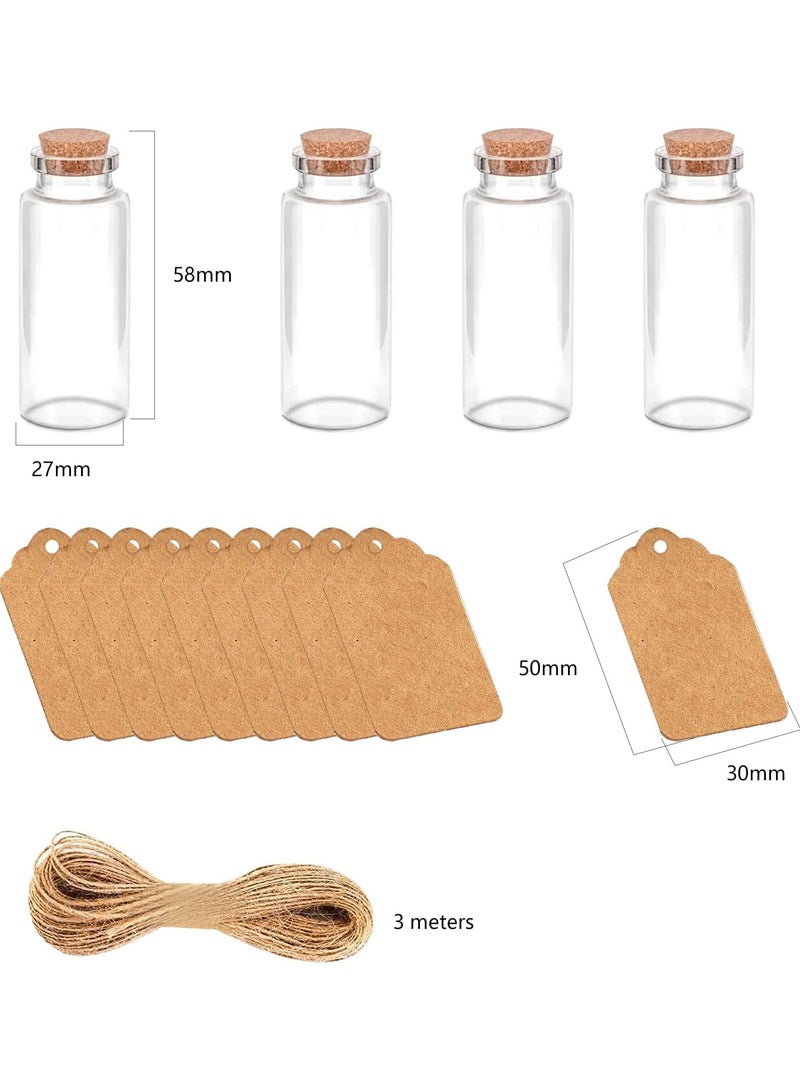GGOOT 10pcs 20ml Mini Glass Vials Glass Bottles with Cork Small Glass Jars with Label Tags and String Wedding Favours Glass Bottles Cork Stopper Wish Bottles Message Glass Bottle for Wedding Gifts - Image 2