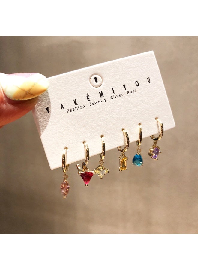 KUYING New Geometry Colored Zircon Crystal Cute 6-piece Set