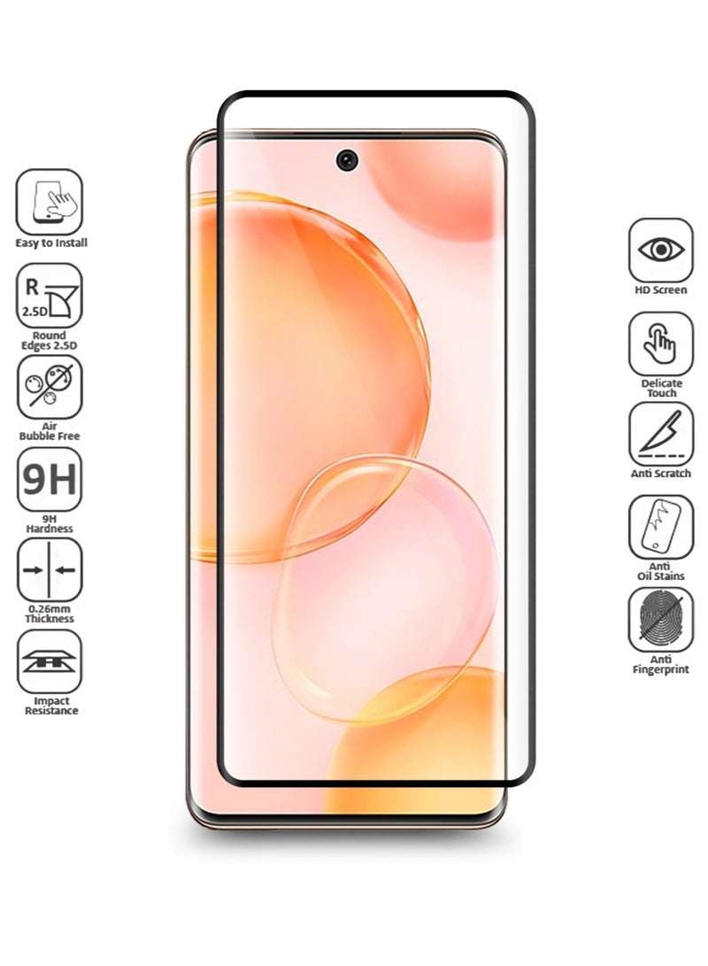 دبليو تيك واقي شاشة من الزجاج المقوى خماسي الأبعاد صمغ كامل لهاتف هونر 50 6.57 بوصة شفاف / أسود - Image 3