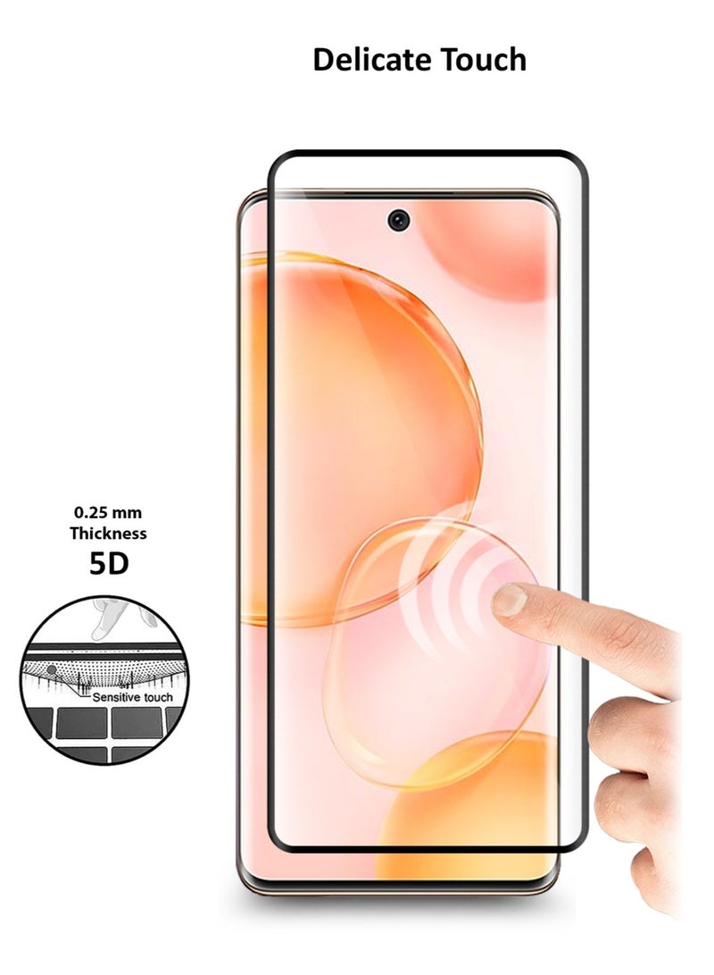 دبليو تيك واقي شاشة من الزجاج المقوى خماسي الأبعاد صمغ كامل لهاتف هونر 50 6.57 بوصة شفاف / أسود - Image 2