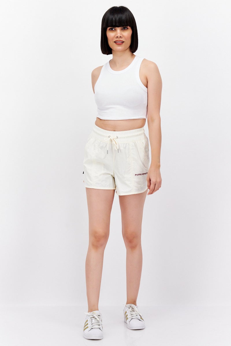 PUMA Women Sportswear Fit Drawstring Training Shorts, Off White - Image 4