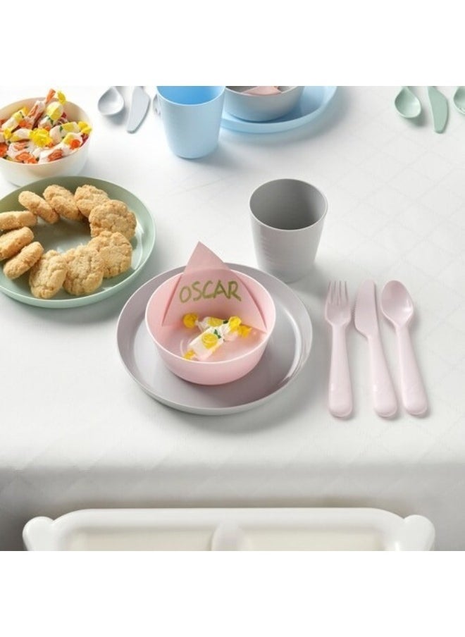 Kalas Set of 36 Pieces Plastic Tableware Bowls Cups Plates for Kids Multicolor  - Image 4