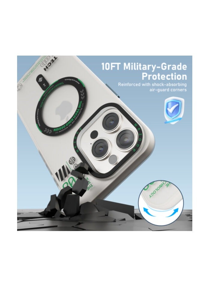 Mezone Tech iPhone 15 Pro Matte MagSafe Case, Shockproof & Anti-Yellowing Phone Case Reinforced Corners with Airguard, Black - Image 4