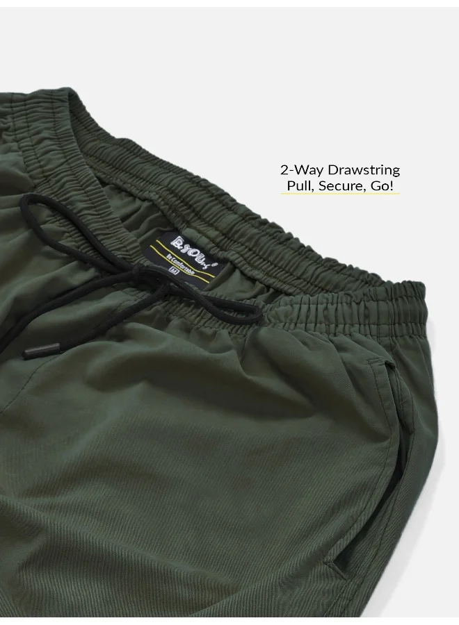 بيونغ بنطلون كارغو جوجر سميك أخضر تمساح