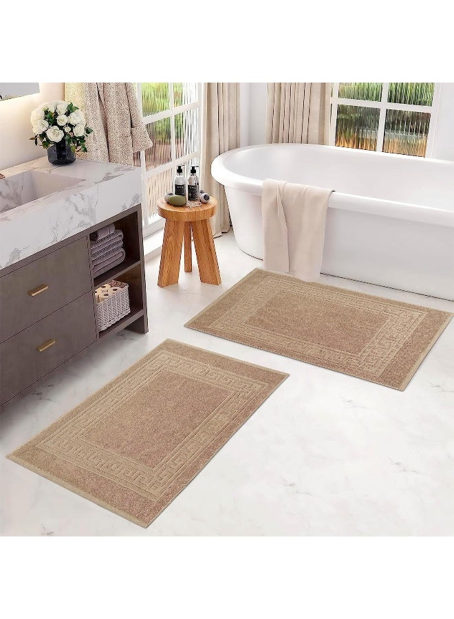 Superior Heavyweight Cotton Bath Mats Bath Rugs For Bathroom Accessories Washable Rug For Shower Bath Toilet Modern Decor No Backing Luxury Hotel And Spa Quality Set of 2 22 x 35 Taupe - Image 2