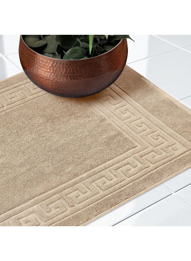 Superior Heavyweight Cotton Bath Mats Bath Rugs For Bathroom Accessories Washable Rug For Shower Bath Toilet Modern Decor No Backing Luxury Hotel And Spa Quality Set of 2 22 x 35 Taupe - Image 3