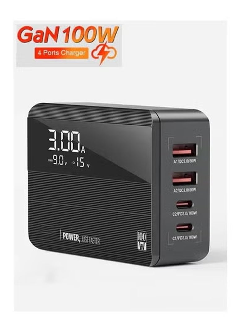 TIGER 100W USB C Charger – 4-Port Desktop Charging Station with Power Delivery and QC3.0 Fast Charging – Multiport USB Wall Charger Adapter for MacBook Pro/Air, iPhone 13/12 Pro Max, iPad Series, Laptops, Tablets, Smartphones & More – Compact High-Speed Power Hub - Image 1