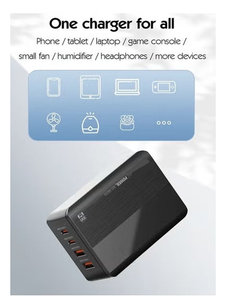 TIGER 100W USB C Charger – 4-Port Desktop Charging Station with Power Delivery and QC3.0 Fast Charging – Multiport USB Wall Charger Adapter for MacBook Pro/Air, iPhone 13/12 Pro Max, iPad Series, Laptops, Tablets, Smartphones & More – Compact High-Speed Power Hub - Image 2