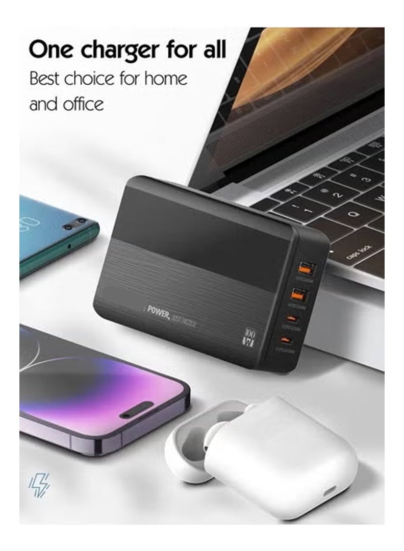 TIGER 100W USB C Charger – 4-Port Desktop Charging Station with Power Delivery and QC3.0 Fast Charging – Multiport USB Wall Charger Adapter for MacBook Pro/Air, iPhone 13/12 Pro Max, iPad Series, Laptops, Tablets, Smartphones & More – Compact High-Speed Power Hub - Image 5