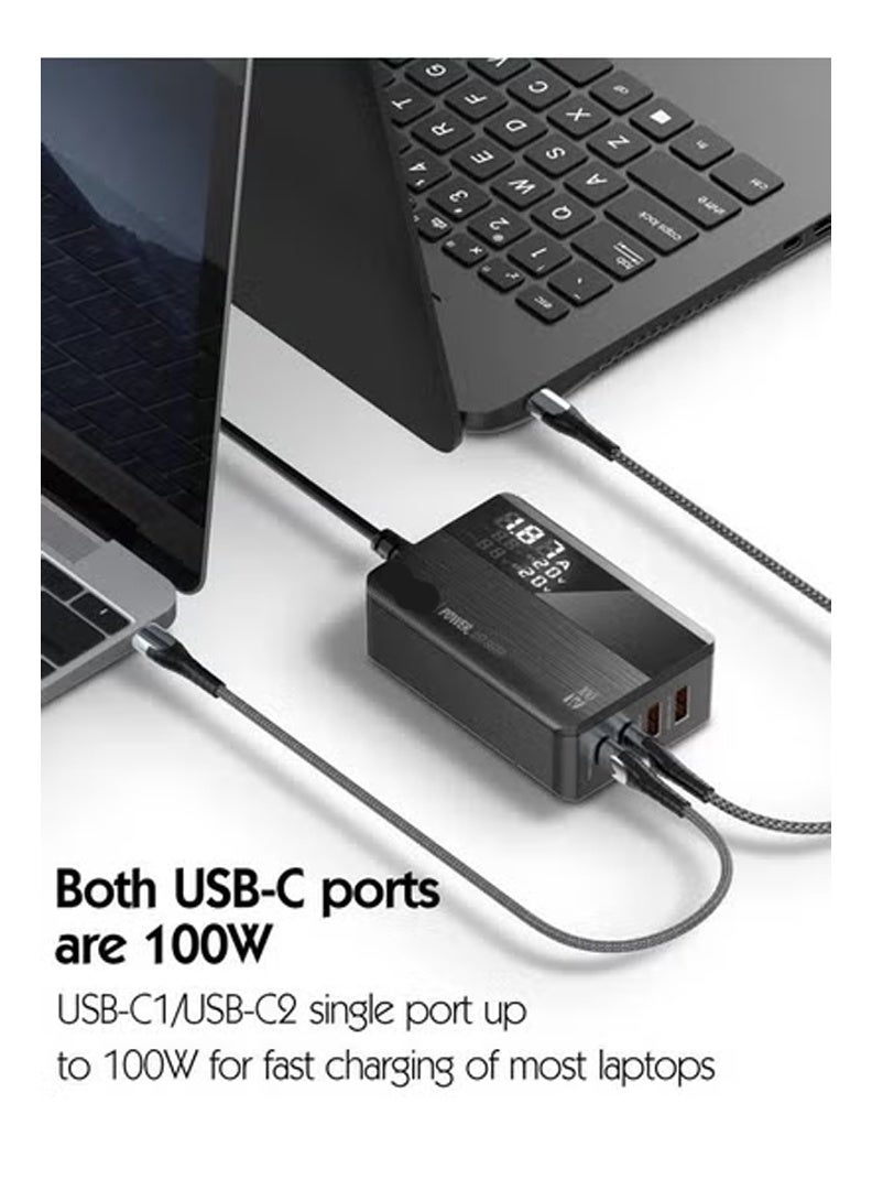 TIGER 100W USB C Charger – 4-Port Desktop Charging Station with Power Delivery and QC3.0 Fast Charging – Multiport USB Wall Charger Adapter for MacBook Pro/Air, iPhone 13/12 Pro Max, iPad Series, Laptops, Tablets, Smartphones & More – Compact High-Speed Power Hub - Image 4