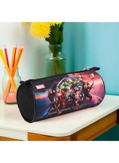Kuber Industries Kuber Industries Round Pencil Pouch | Marvel Avengers Pencil Pouch for Kids | Multi-Purpose Travel Pouch | Stationary Holder | Travel Organizer | Pencil Utility School Pouches | Geometry Box | Black  - Image 2