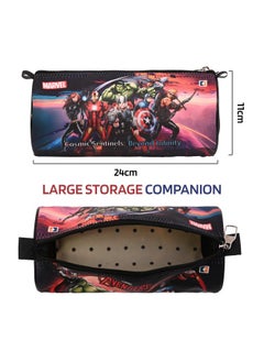Kuber Industries Kuber Industries Round Pencil Pouch | Marvel Avengers Pencil Pouch for Kids | Multi-Purpose Travel Pouch | Stationary Holder | Travel Organizer | Pencil Utility School Pouches | Geometry Box | Black  - Image 3