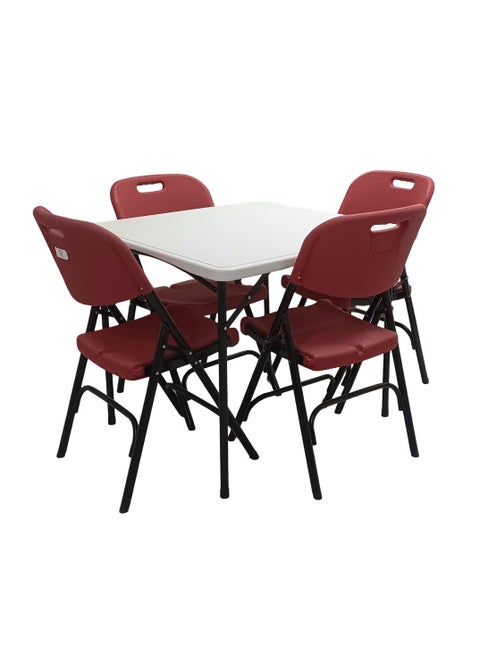 5-piece folding table and chair set [88 cm table + 4 chairs]