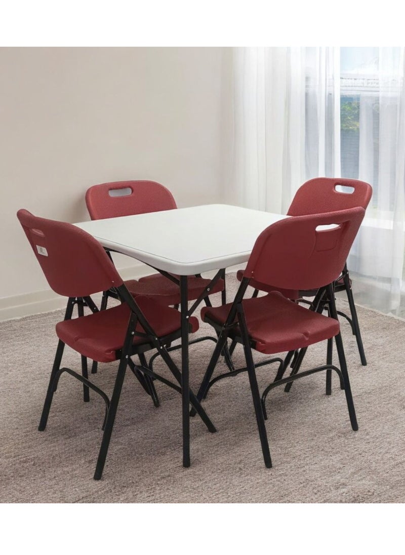 5-piece folding table and chair set [88 cm table + 4 chairs]