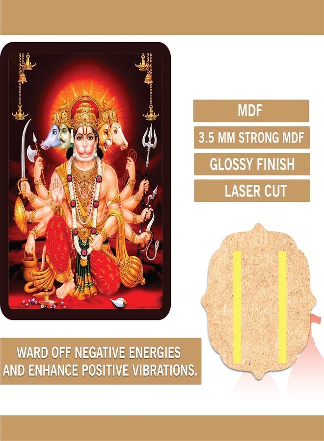 BerryBox Panchmukhi Hanuman MDF Sticker Wall Frame Door Vastu Dosh Rectification Remedy Of Home, Office And Factory MDF Photo Poster with self adhesive tape 4x5 inch (Style 7) - Image 5