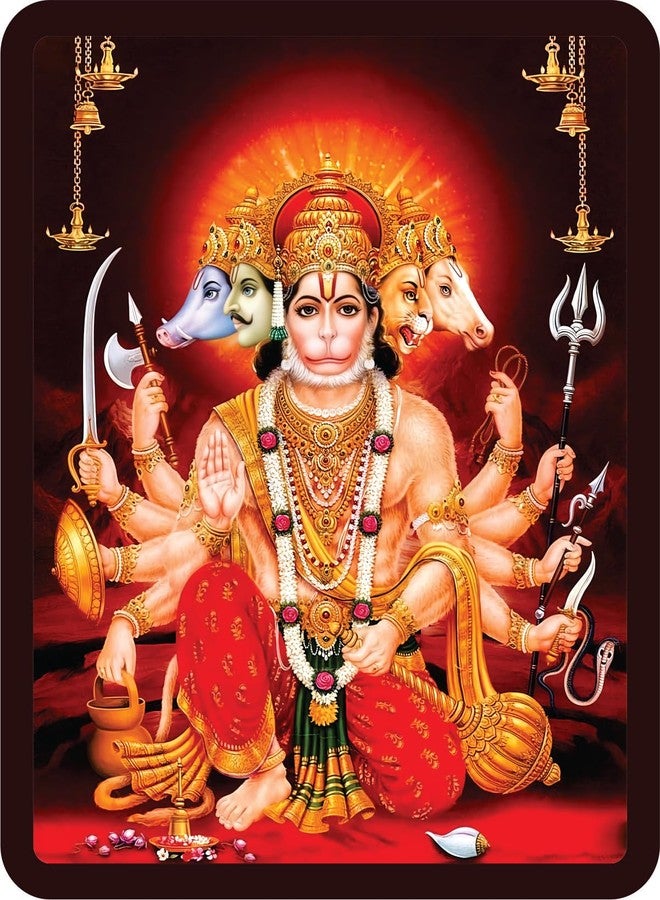 BerryBox Panchmukhi Hanuman MDF Sticker Wall Frame Door Vastu Dosh Rectification Remedy Of Home, Office And Factory MDF Photo Poster with self adhesive tape 4x5 inch (Style 7) - Image 2