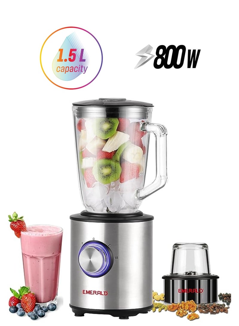 Emerald Masterblender Duo 1.5 Litre Glass Blender & 250 Gms Dry Grinder, 800 Watts, Ek730Mbg. - Image 1