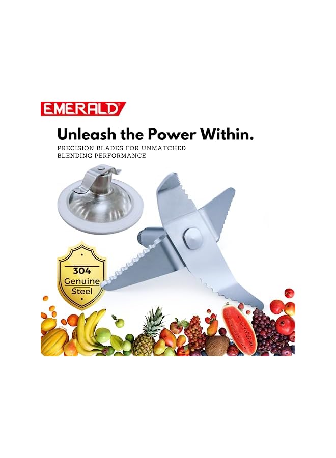 Emerald Masterblender Duo 1.5 Litre Glass Blender & 250 Gms Dry Grinder, 800 Watts, Ek730Mbg. - Image 4