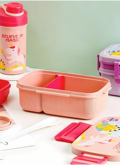 Twisoo Twisoo Kids Space Lunch Box and Water Bottle Combo Set - 1800ml Leakproof 3-Compartment Lunchbox with Spoon, BPA-Free Food Grade Plastic, 500ml Spillproof Water Bottle for School (Pink)  - Image 2