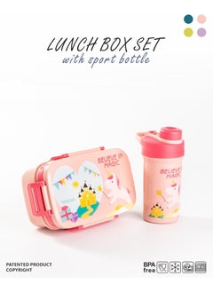 Twisoo Kids Space Lunch Box and Water Bottle Combo Set - 1800ml Leakproof 3-Compartment Lunchbox with Spoon, BPA-Free Food Grade Plastic, 500ml Spillproof Water Bottle for School (Pink) - pzsku/ZDD1271DB3492EED05FAFZ/45/_/1739008493/8ca80ef0-87ea-4a83-935f-aa9467b226cf