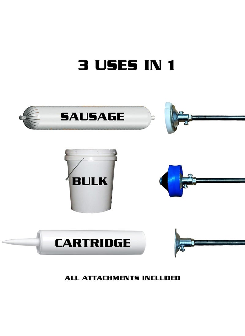 Newborn Newborn 620ALBlack Round Rod Caulk Gun with Aluminum Barrel  181 Thrust Ratio  20 oz Sausage Cartridge Capacity  Includes Ring Cap Cones  Sausage Cup  - Image 2