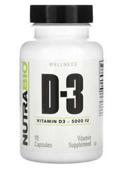 NutraBio Vitamin D-3 125 mcg (5000 IU) 90 Capsules 