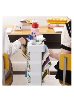 XICEN 5 Tier Rolling Utility Cart Multi-Functional Movable Storage Book Shelves with Lockable Casters for Study Office Kitchen Living Room Classroom(White)  - Image 3