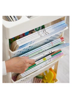 XICEN 5 Tier Rolling Utility Cart Multi-Functional Movable Storage Book Shelves with Lockable Casters for Study Office Kitchen Living Room Classroom(White)  - Image 4