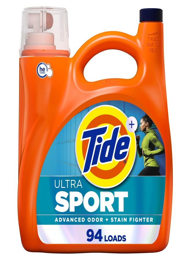 Tide تايد بلس فابريز سبورت للدفاع عن الروائح سائل منظف الغسيل، متوافق مع HE، 94 غسلة، 132 أونصة سائلة - Image 1