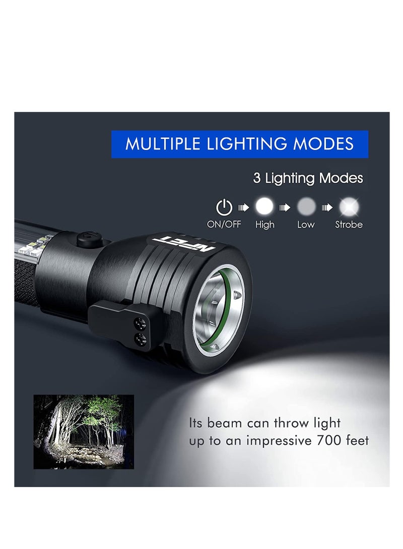 Loquat Npet t09 solar flashlight car flashlight 268 lumen led cob lamp USB rechargeable tactical multi-functional flashlight tool with window breaker, safety belt cutting compass - Image 3