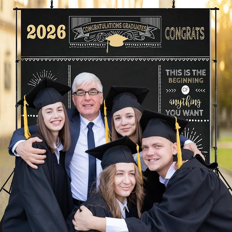 Mocsicka Graduate Backdrop 5x7ft - Class of 2026 Graduation Party Background, Congratulations Grad Photography Backdrop - Image 4