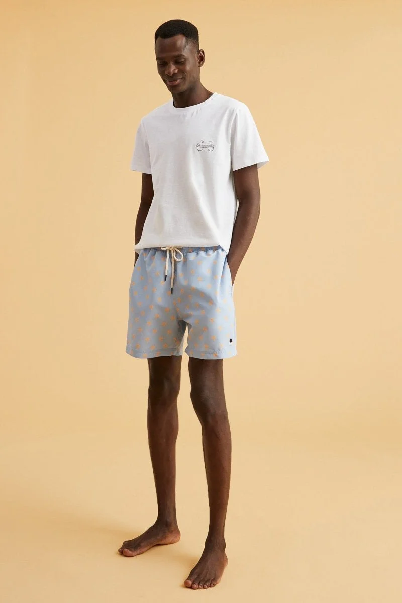 Faguo Mimizan Light Blue Palms Swim Shorts
