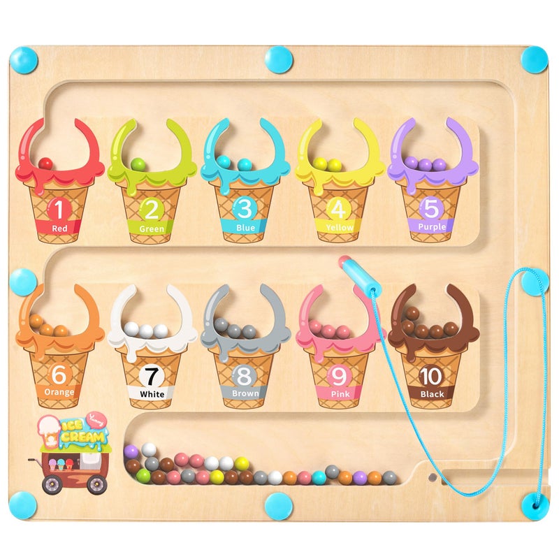 GAMENOTE Magnetic Color Number Maze Educational Wooden Color Matching Learning Counting Toddler Fine Motor Skills Toys for Boys and Girls 3 4 5 Years Old - Image 3