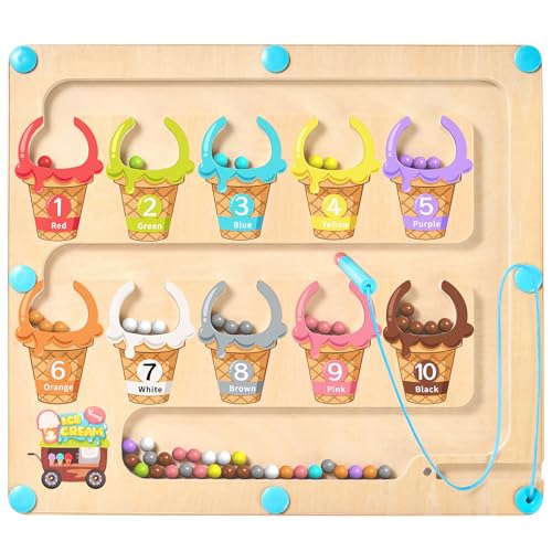 GAMENOTE Magnetic Color Number Maze Educational Wooden Color Matching Learning Counting Toddler Fine Motor Skills Toys for Boys and Girls 3 4 5 Years Old - Image 1