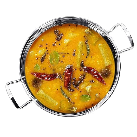 VOMI Stainless Steel Induction Bottom Encapsulated Gas Stove Friendly Kadhai Size NO 1115 Litter - Image 5