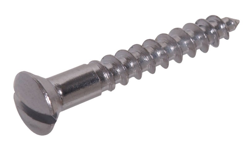 Hillman 1182 Brass Chrome Plated Oval Head Slotted Wood Screw 6 x 58 in 45Pack