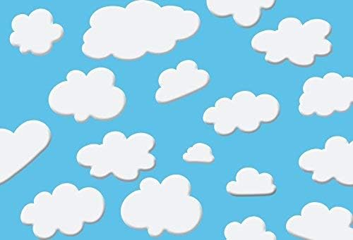 Laeacco 10x65ft Cartoon Blue Sky White Clouds Background Cute Clouds Kids Birthday Party Background Newborn Baby Shower Dessert Table Banner Boy Baby Shower Party Decoration Children Photo Studio - Image 5