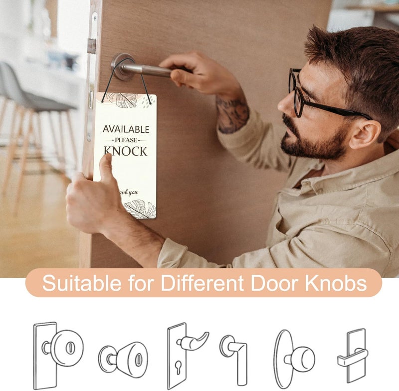 Shejdgart Do Not Disturb Door Hanger Sign - Brown Available Please Knock Door Signs Double Sided Reversible Front Door Sign PVC Hanger Plaque for Business Session Treatment Office Clinic Meeting - Image 3