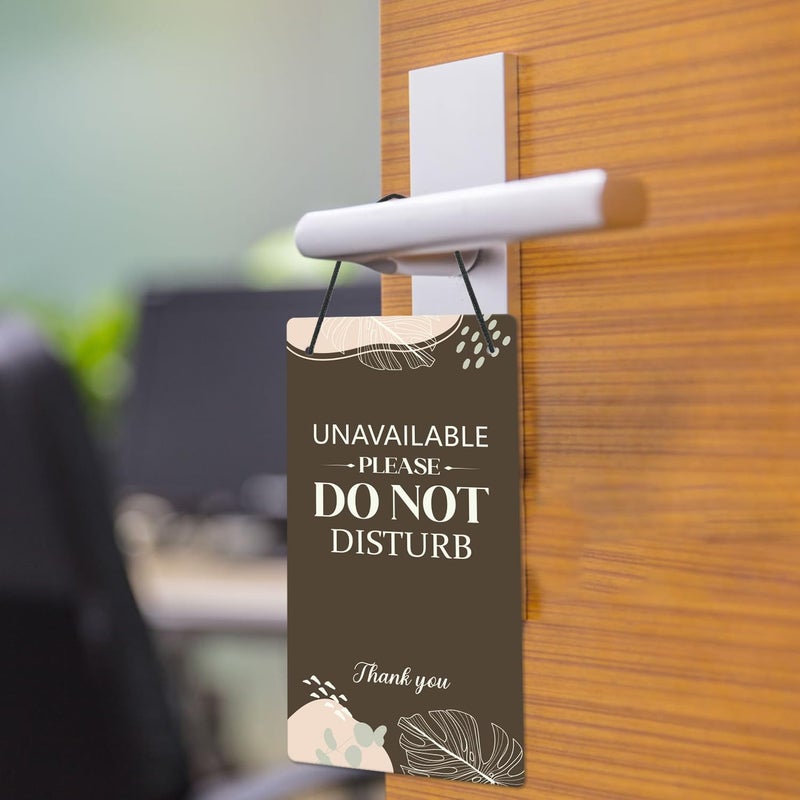 Shejdgart Do Not Disturb Door Hanger Sign - Brown Available Please Knock Door Signs Double Sided Reversible Front Door Sign PVC Hanger Plaque for Business Session Treatment Office Clinic Meeting - Image 5