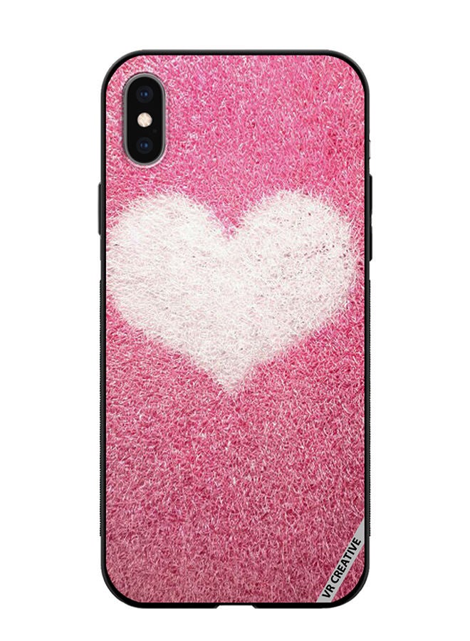 VR CREATIVE Protective Case Cover For Apple iPhone XS Max Pink with white heart Design Multicolour - Image 1