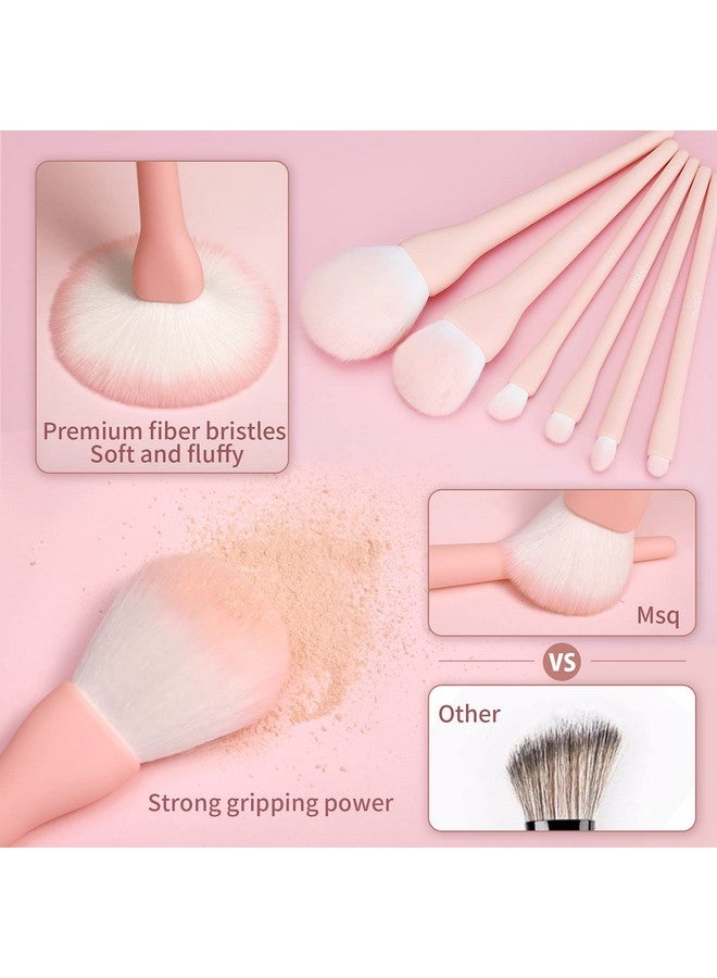 MSQ Make Up Brushes 8Pcs Makeup Brush Set Foundation Brush Blending Brush Eyeshadow Brushes Eye Brushes Set With Bag (Pink) - Image 3