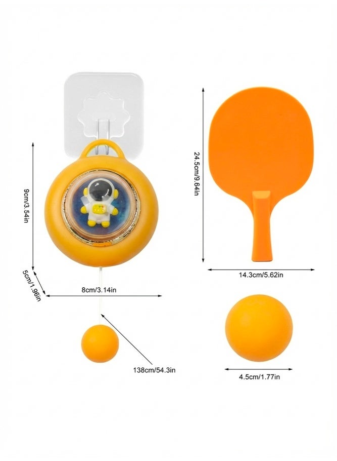 SHABILI Hanging Table Tennis Training Set, PP Indoor Reaction Game with Adjustable Hanging Ball Trainer, 2 Paddles and 5 Balls for Solo Practice, Hand Eye Coordination Exercise Toy for Kids Age 7+ (Yellow) - Image 5