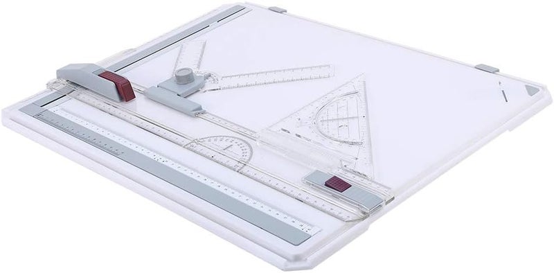 A3 Drawing Board Drafting Table with 2 Parallel Rulers and 2 Corner Clips, White, 20.1 x 14.4 Inch - Ergonomic Design, Quick Release Paper Clamp, Accurate and Stable Drawing - Image 4