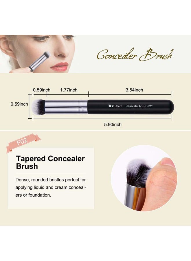 DUcare Makeup Kabuki Brushes 3Pcs Foundation Contour Brush& Concealer Brush Under Eye& Blusher Brush Face Blush Bronzer Travel Buffing Stippling Contour Liquid Blending Makeup brush set Black - Image 3